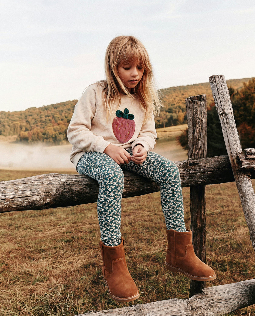 Organic Cotton Leggings Green Daisy Print