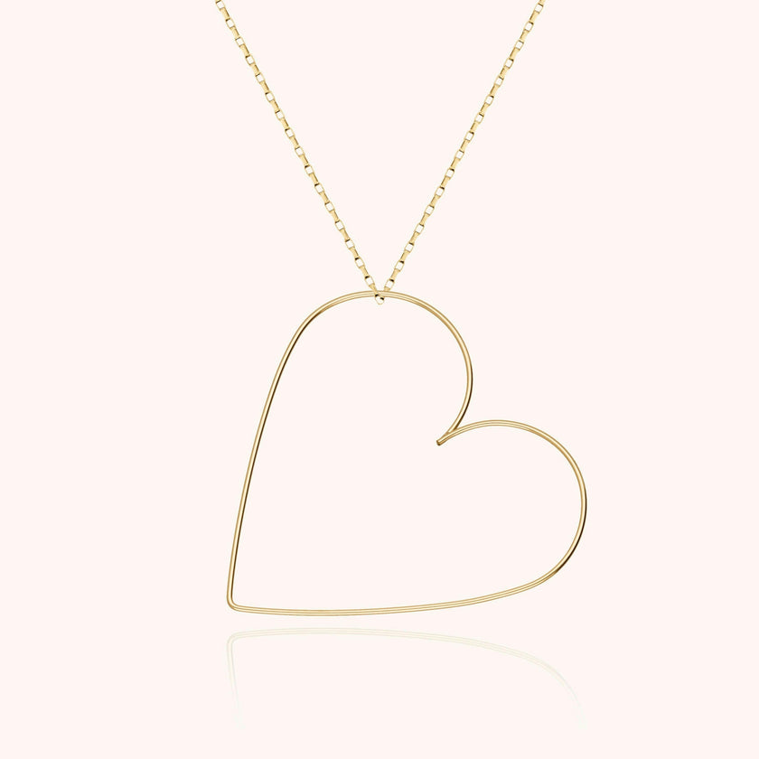 Women's Heart Charm Necklace, Yellow Gold-Filled