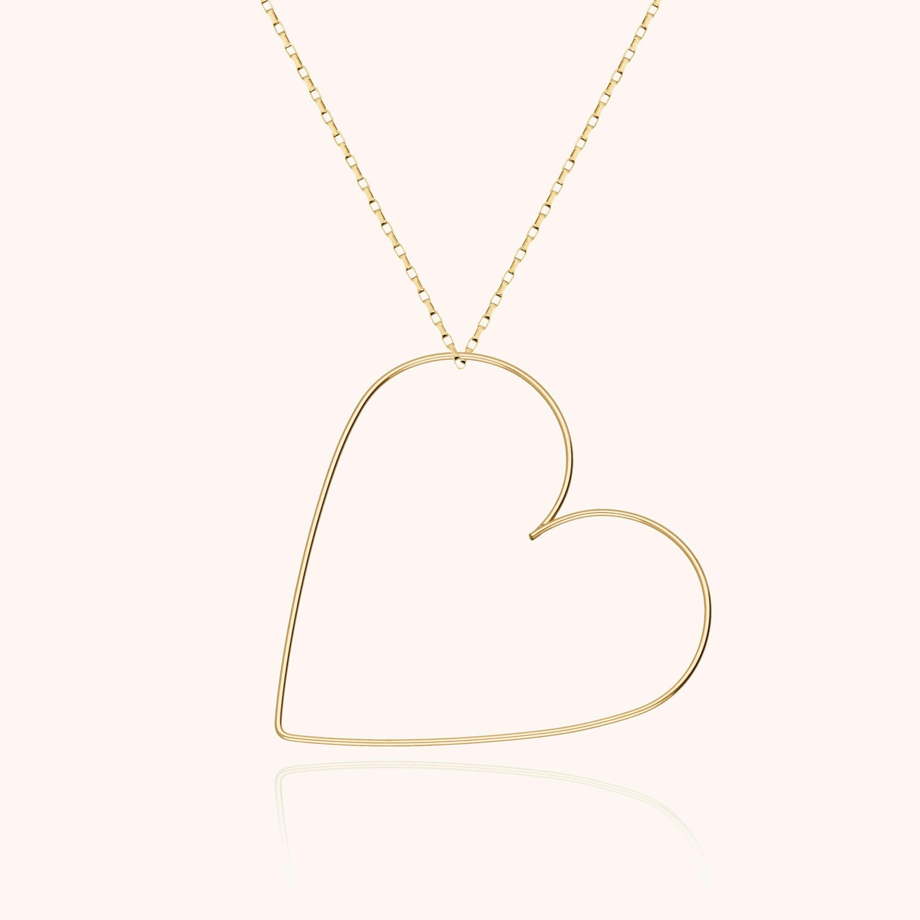 Women's Heart Charm Necklace, Yellow Gold-Filled