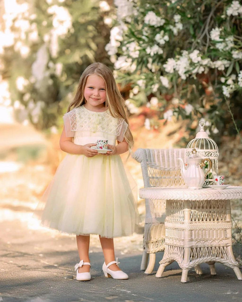 Buttercream Belle Pearl Capelet Flower Girl Dress