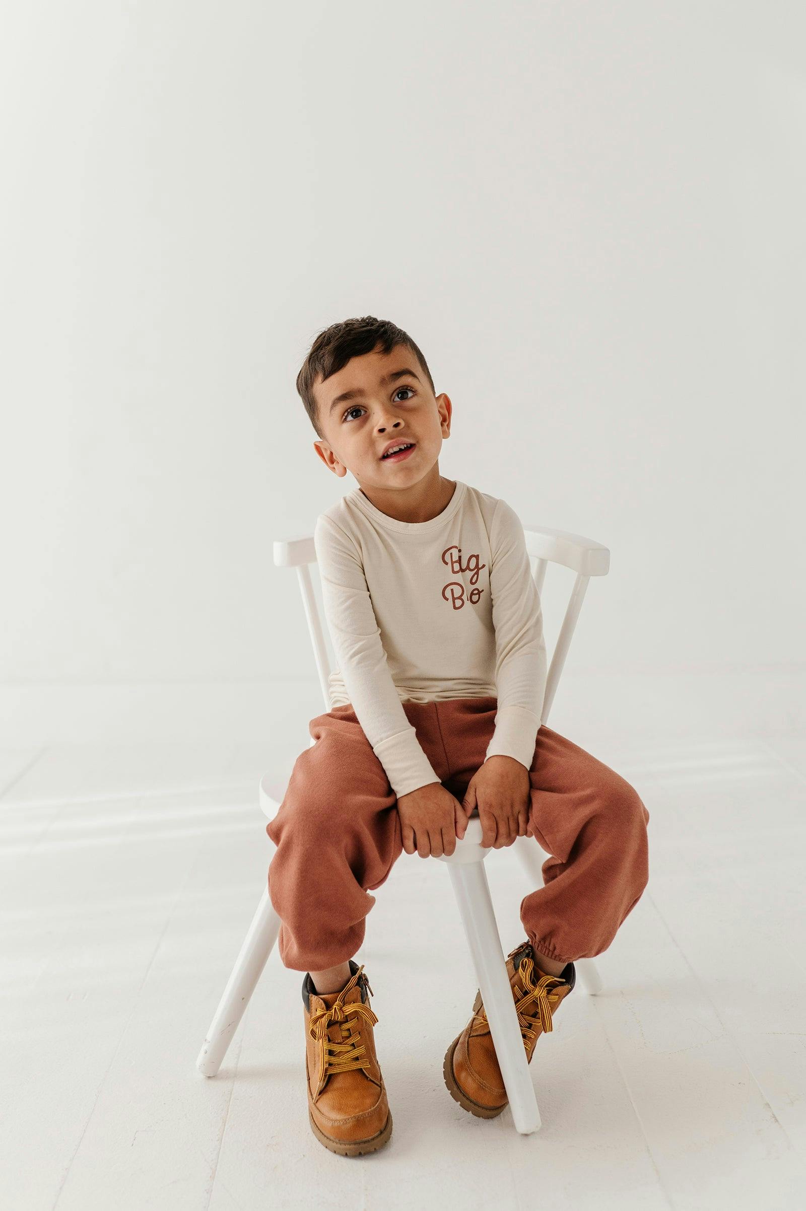 Boys Long Sleeve Tee in Big Bro in Cream