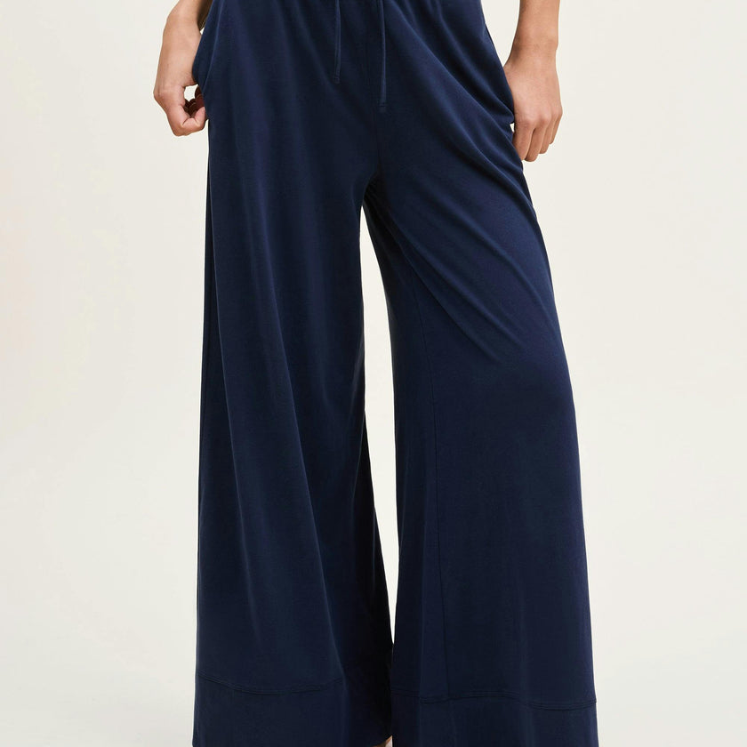 Women's Pima Wide-Leg Lounge Pant in Navy