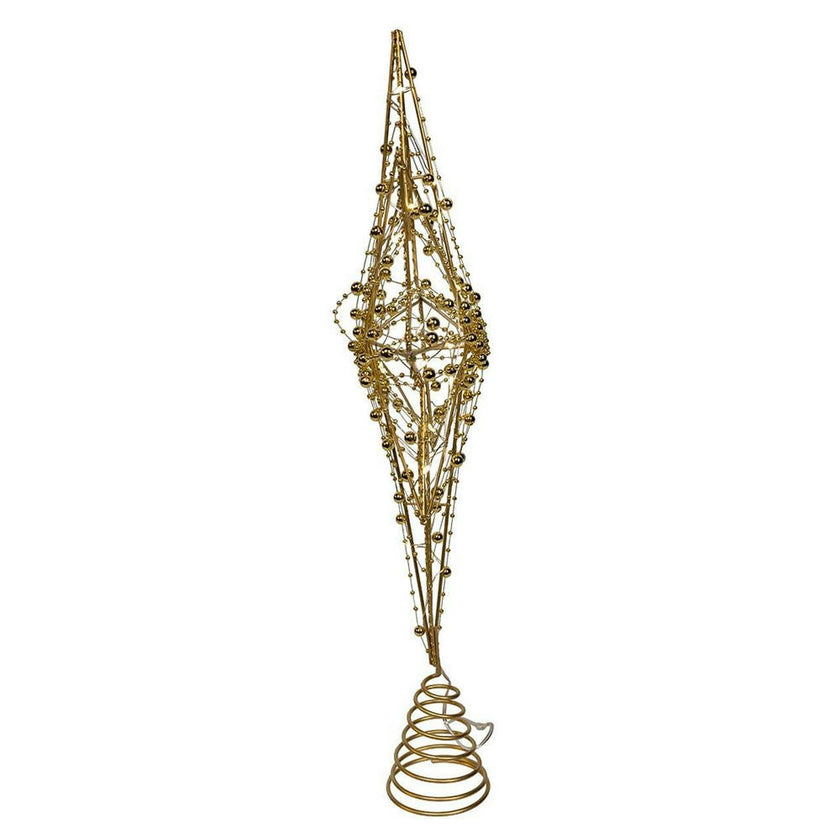 Kurt Adler 19.7-Inch Battery Operated LED Lighted 8-Point Gold Metal Star Tree Topper