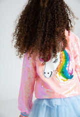 Pretty in Pink Unicorn Sequin Bomber