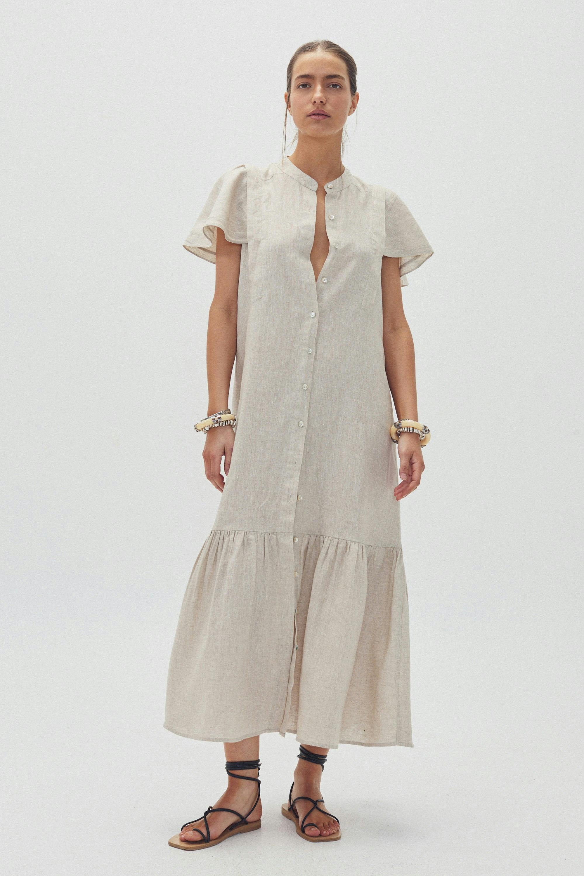 Willow Linen Dress - Natural
