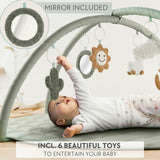 Beautiful Baby Play Gym - Soft Cotton Mat with 6 Cute Toys Creates The Perfect Activity Area for Your Girl/Boy - Stylish Infant Floor Playmat for Playroom