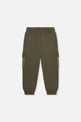 Fleece Bi-Material Sweatpants With Pockets Green