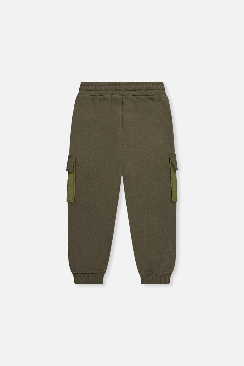 Fleece Bi-Material Sweatpants With Pockets Green