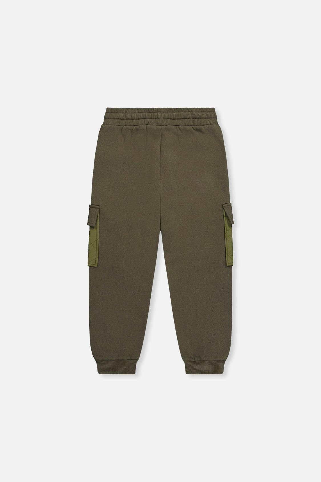 Fleece Bi-Material Sweatpants With Pockets Green