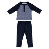 Velour Henley Two Piece Set