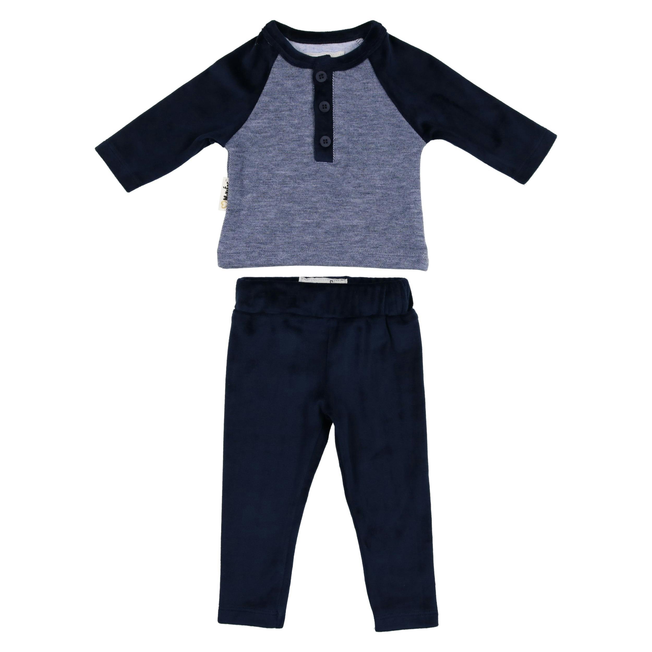 Velour Henley Two Piece Set