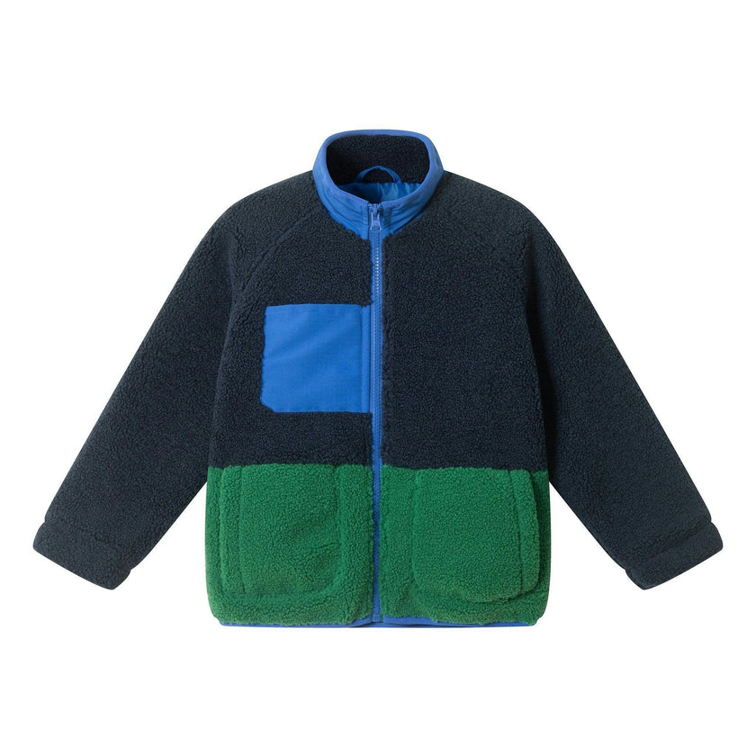 Colorblock Sherpa Full Zip | Navy & Green