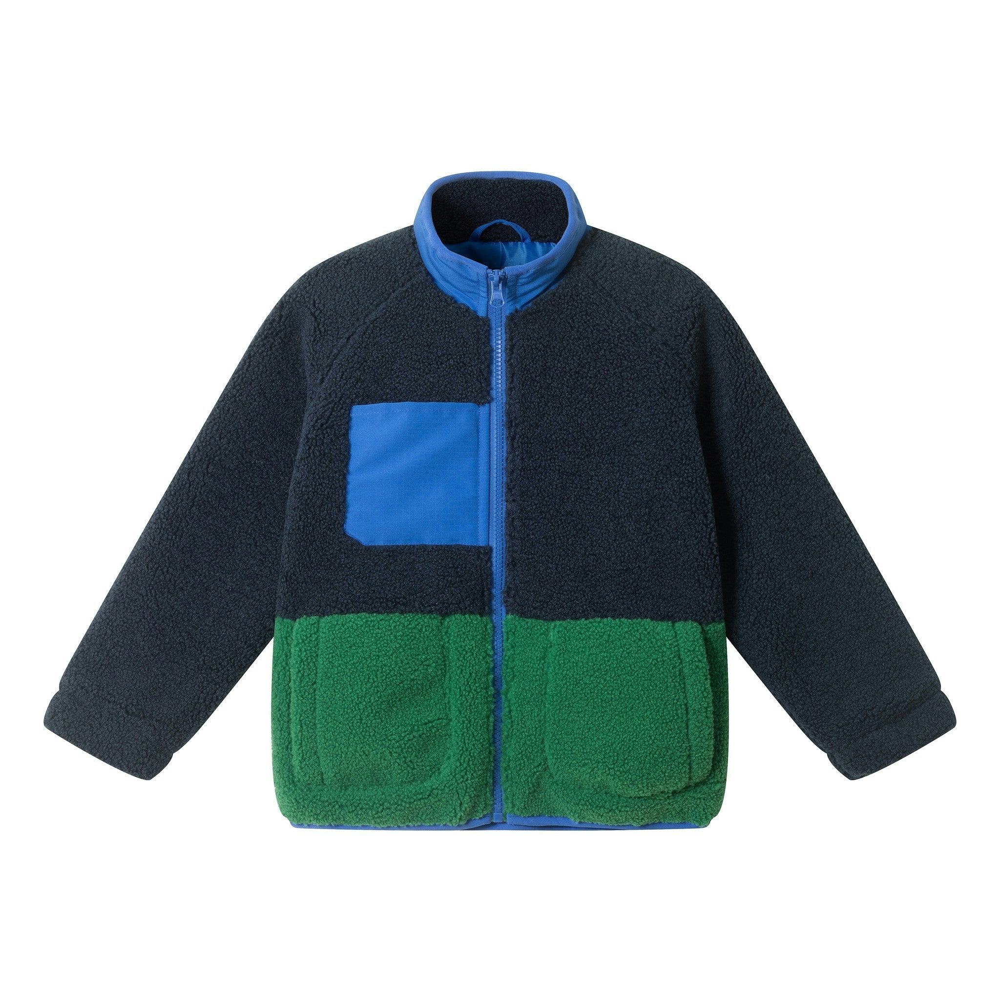 Colorblock Sherpa Full Zip | Navy & Green