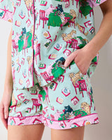 Mah Jongg Menagerie - Short PJ Set - Pale Jade