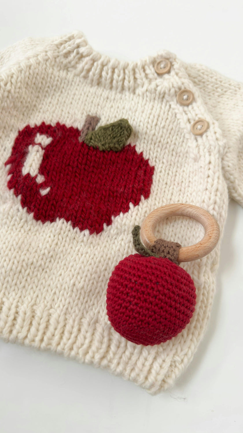 Cotton Crochet Apple Rattle Teether