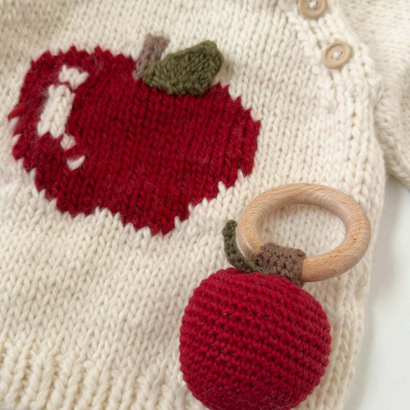 Cotton Crochet Apple Rattle Teether