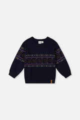 Jacquard Sweater Dark Blue