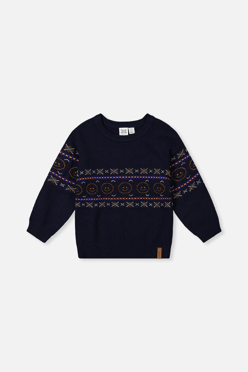 Jacquard Sweater Dark Blue