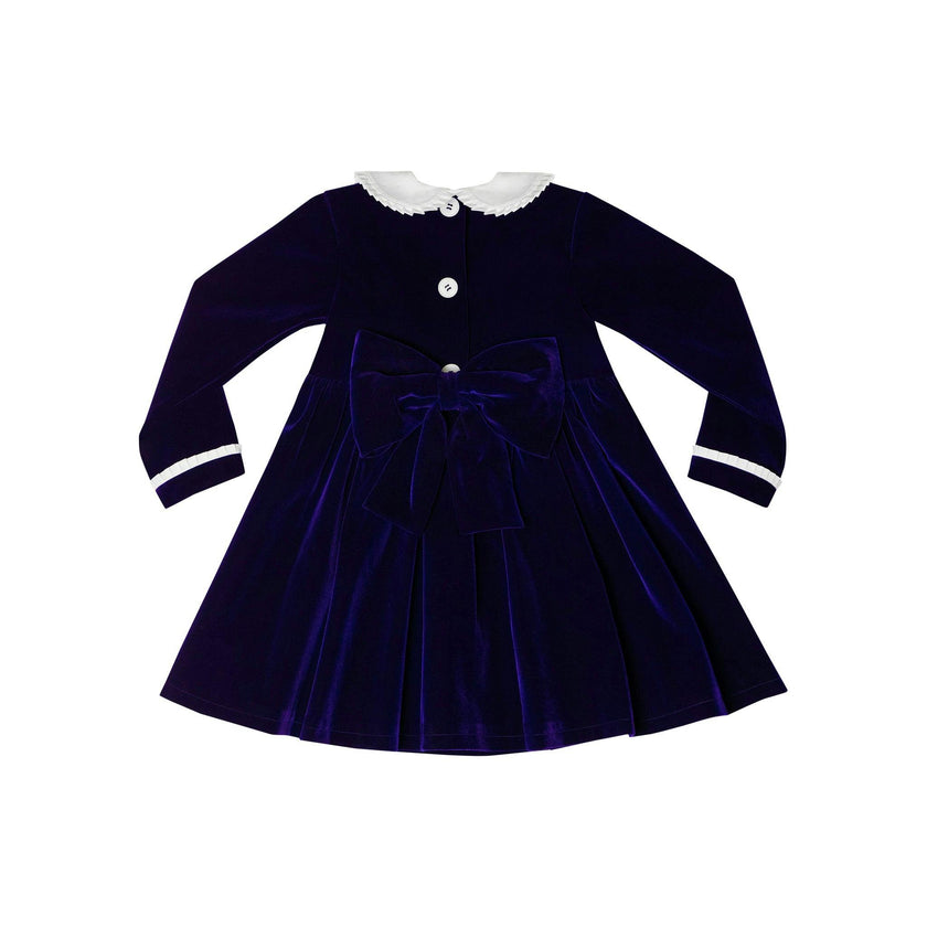 Long Sleeve Grace Dress in Midnight Blue Velvet