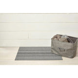 Skinny Stripe Shag Floor Mat, Black