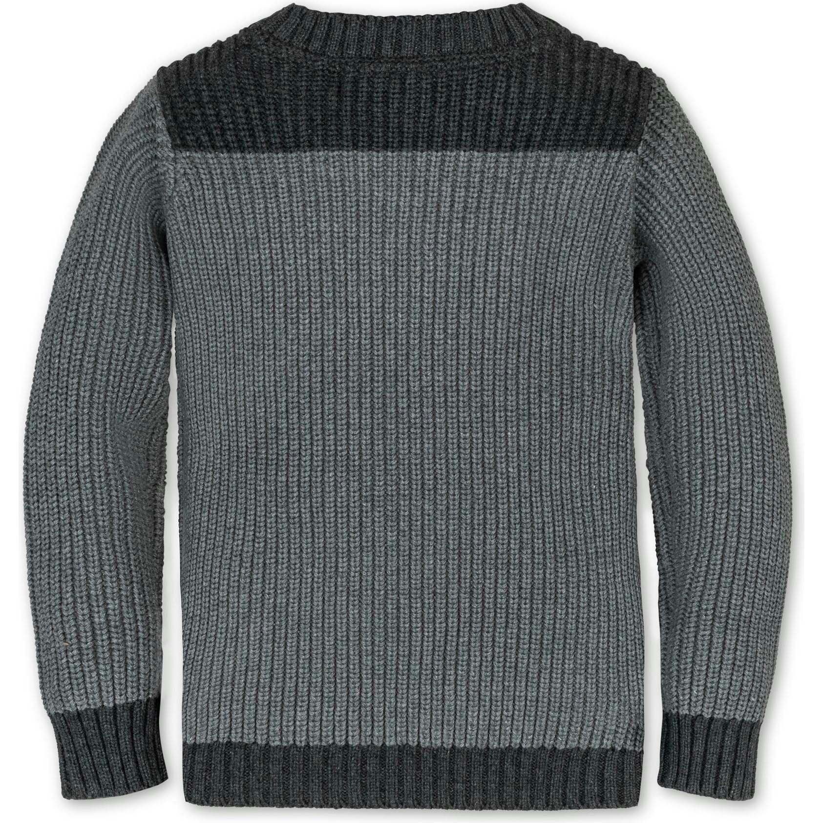 Organic Long Sleeve Shoulder Detail Crewneck Pullover Sweater, Grey