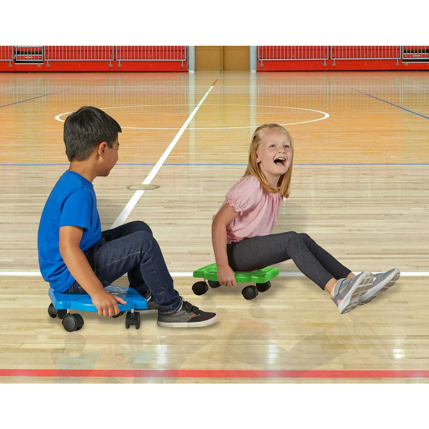 Blue Indoor Scooter Board with Safety Handles for Kids Ages 6-12