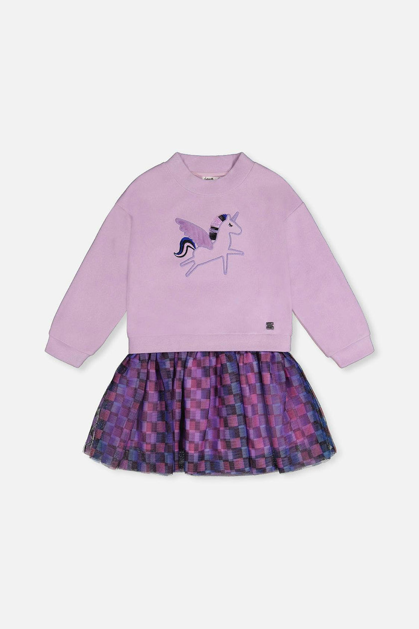 Bi-Material Dress Violet