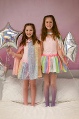 Sequins Skirt with Satin Waistband