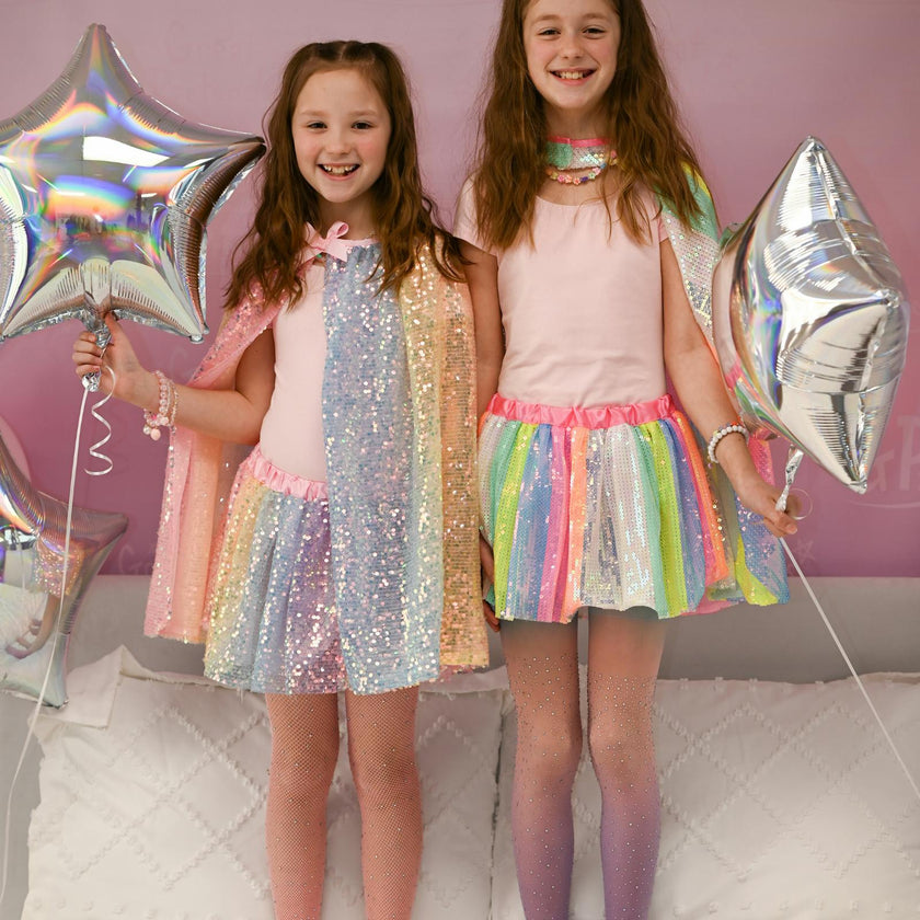 Sequins Skirt with Satin Waistband