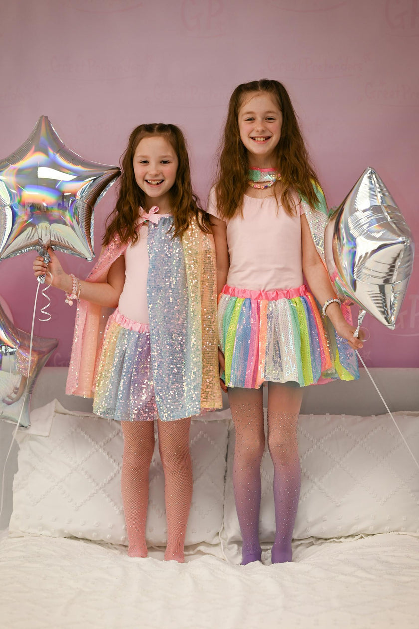 Sequins Skirt with Satin Waistband