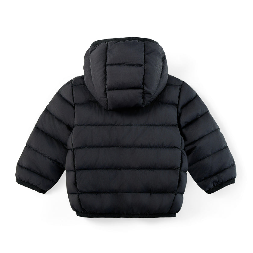 Black Down Quilted Hooded Puffer Jacket