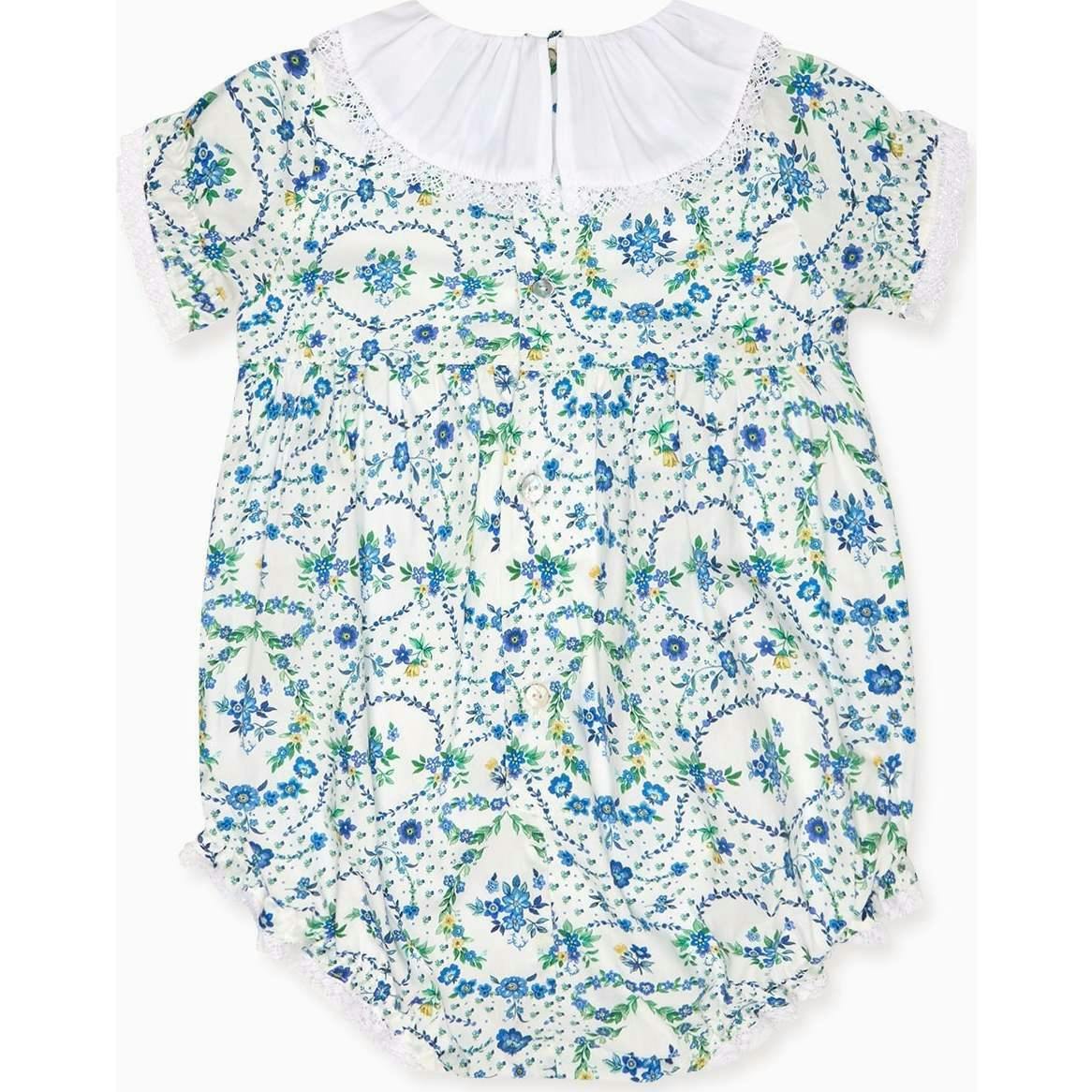 Nicky Hilton x La Coqueta Blue Bow Floral Lily-Grace Baby Girl Romper
