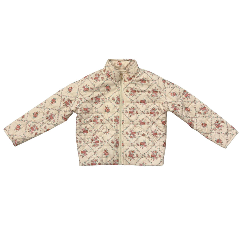 Girls Quilted Floral Bomber Jacket in Easton Diamond Rose