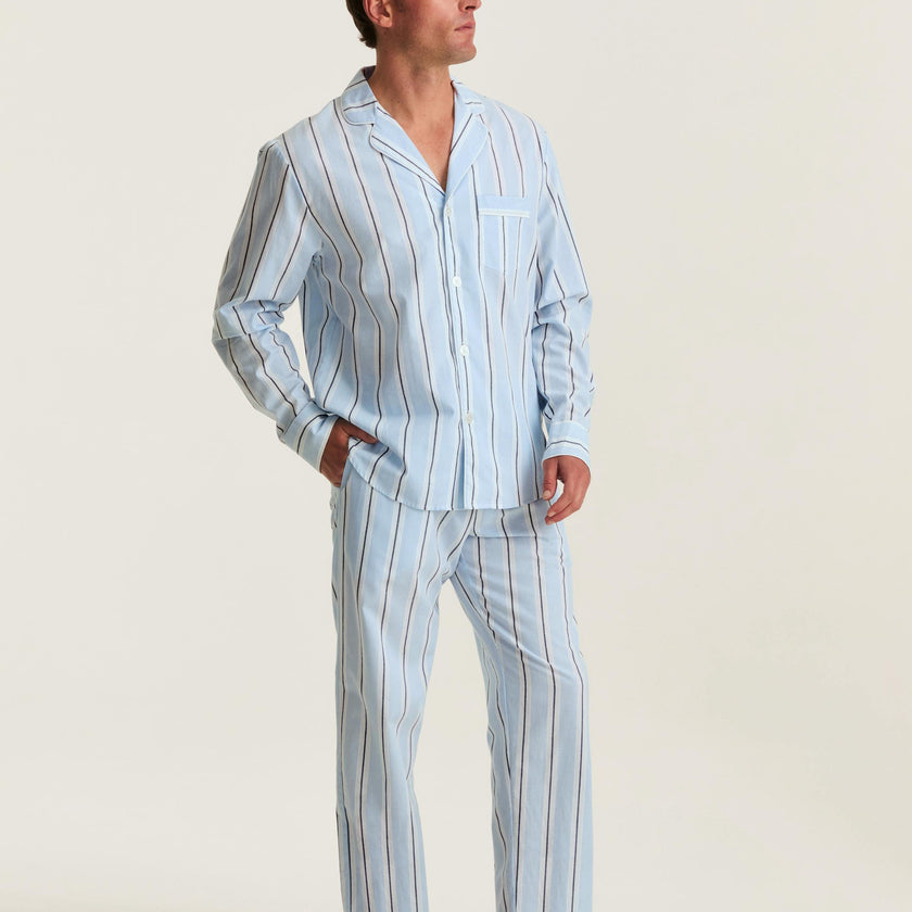 Men's Twill Pajama Set in Coastal Stripe