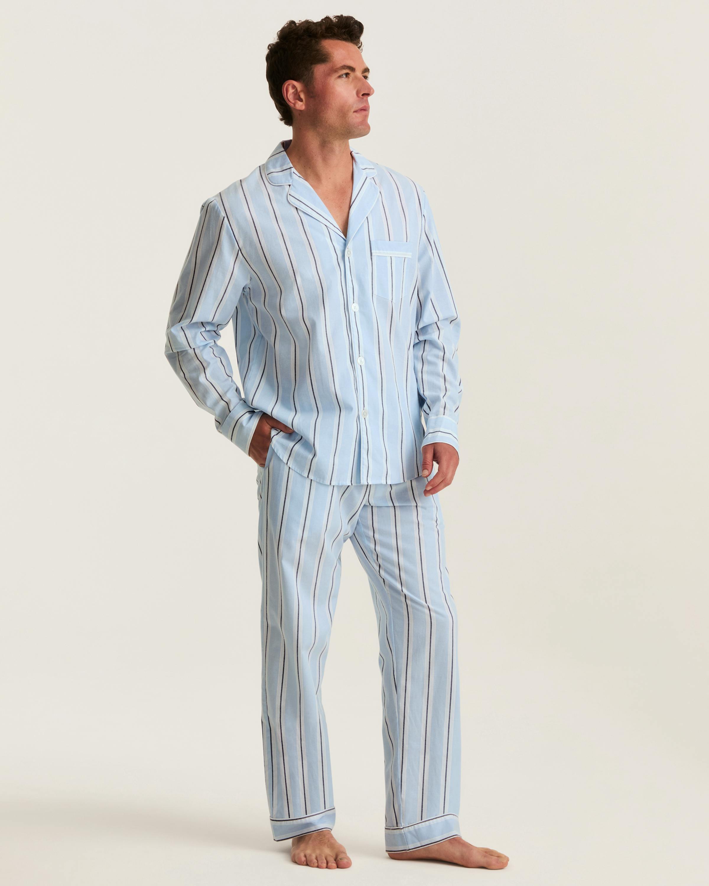 Men's Twill Pajama Set in Coastal Stripe