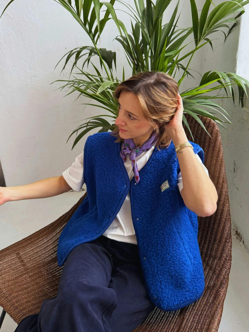 adult merino wool vest - cobalt