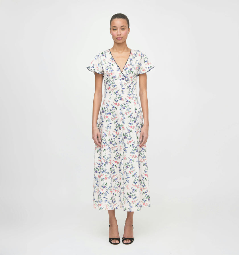 The Brie Dress - Scallop Bow Chintz Pink
