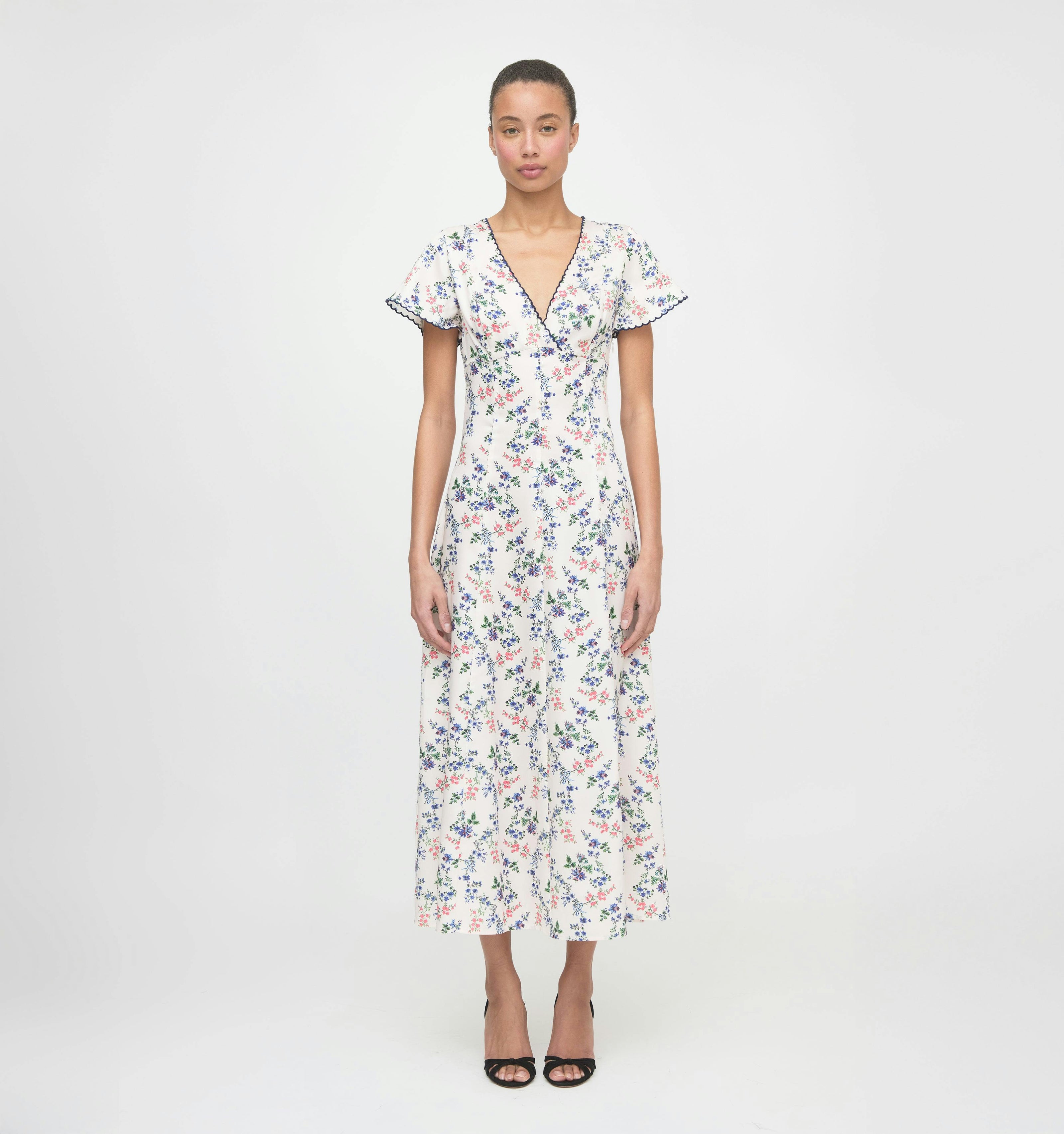 The Brie Dress - Scallop Bow Chintz Pink