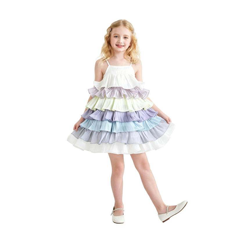 White Talia Gradient Ruffle Dress