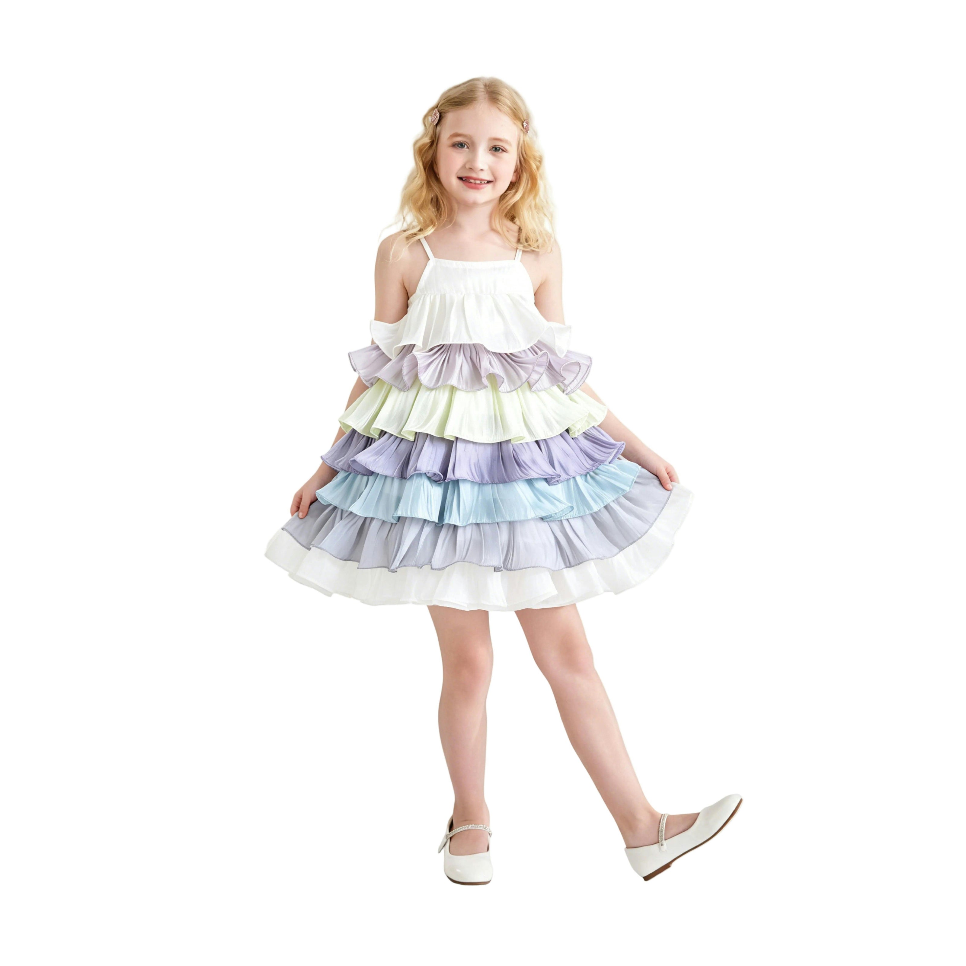 White Talia Gradient Ruffle Dress