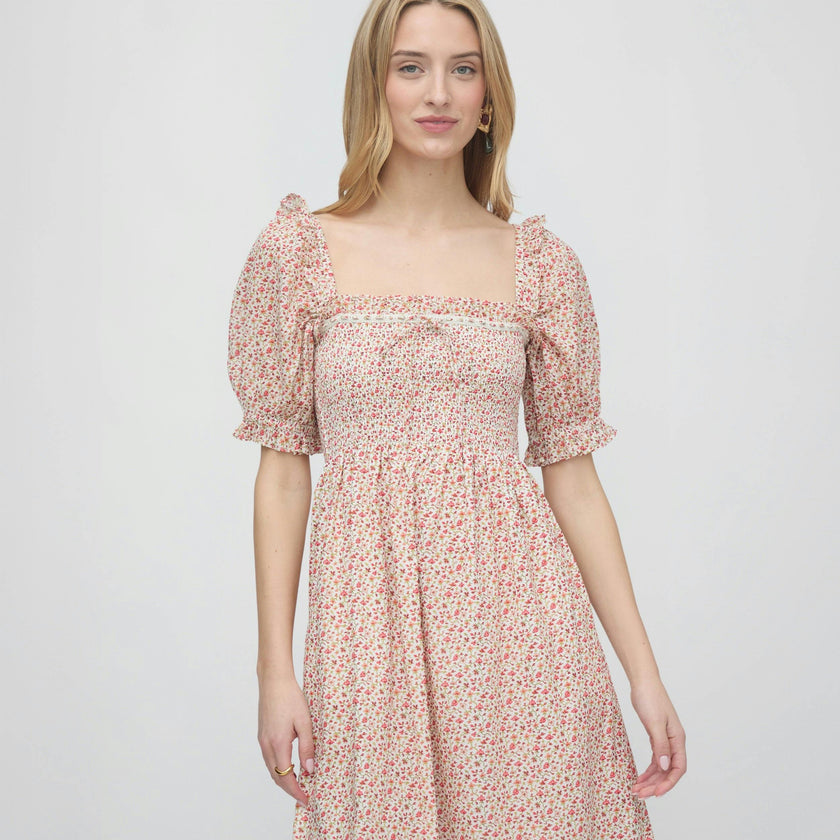 The Scarlett Nap Dress - Ivory Geo Ditsy