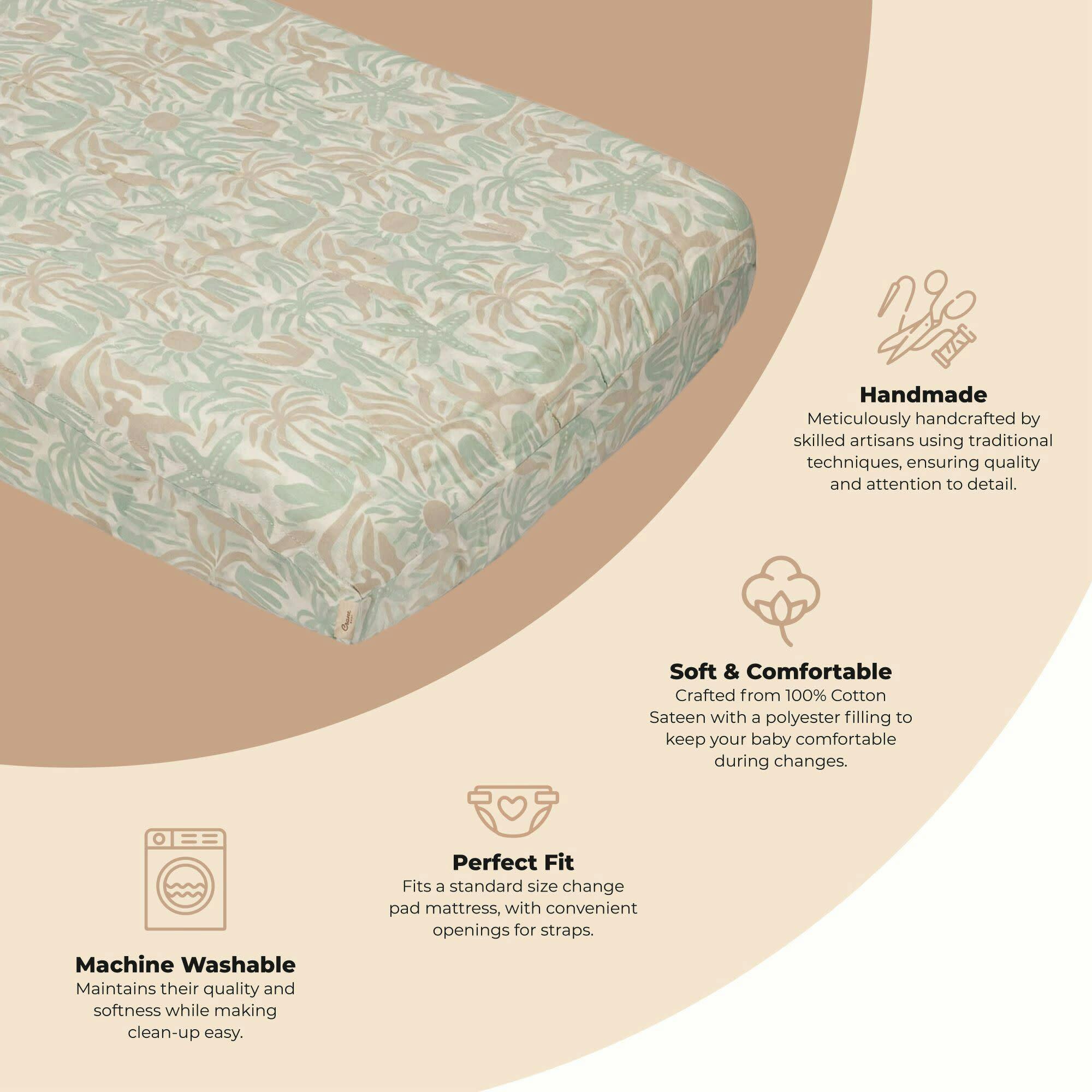 Cove Quilted Change Pad Cover (Beach Life)