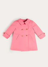 Double Breasted Margaret Floral Lined Rain Coat in Raspberry (18mths-12yrs)