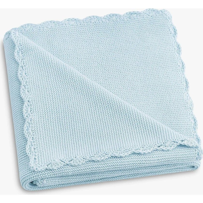 Cotton Knit Blanket, Blue