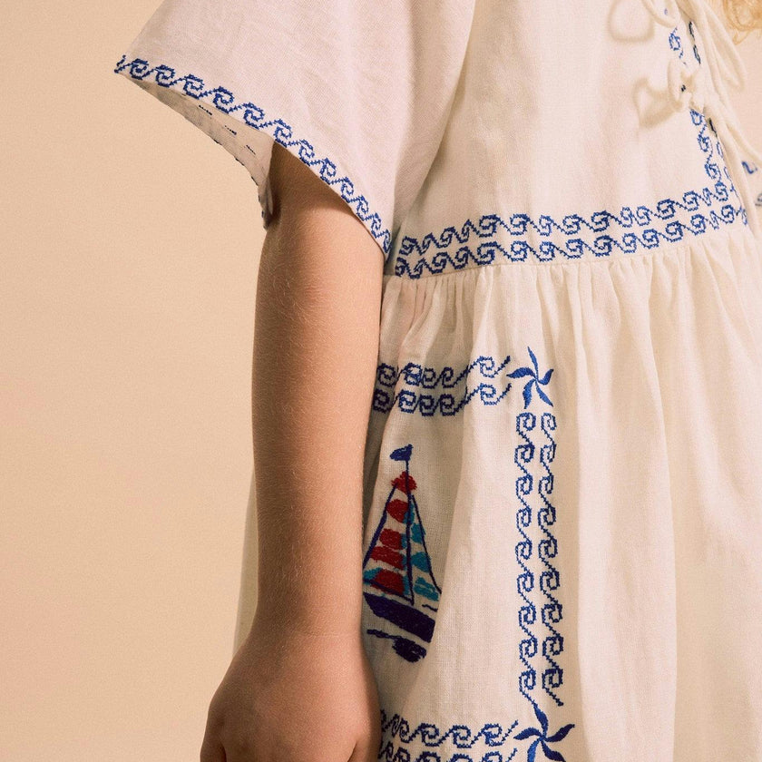 BARCOS EMBROIDERED DRESS WHITE