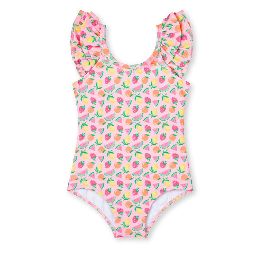 Fruit Print Swimsuit With Ruffles