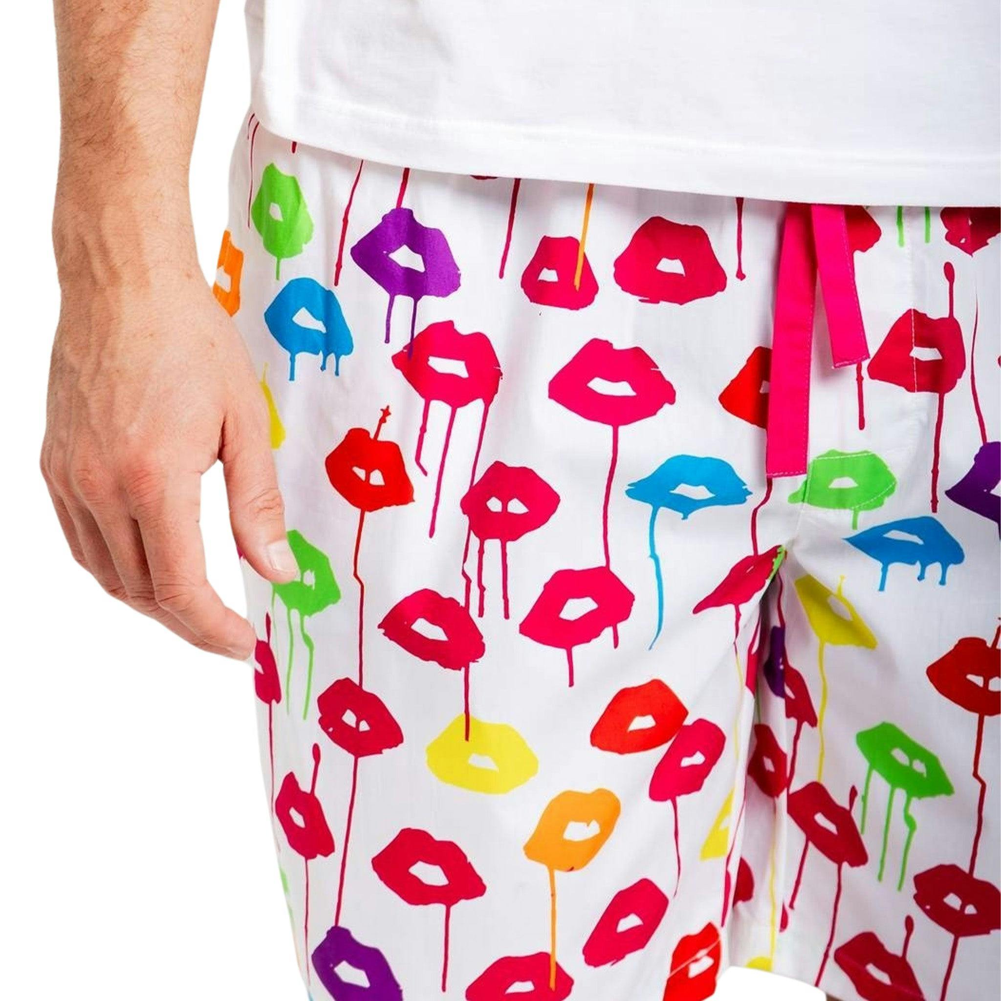 Men's Drawbertson Drippy Lips Sleep Shorts - Organic Cotton Poplin