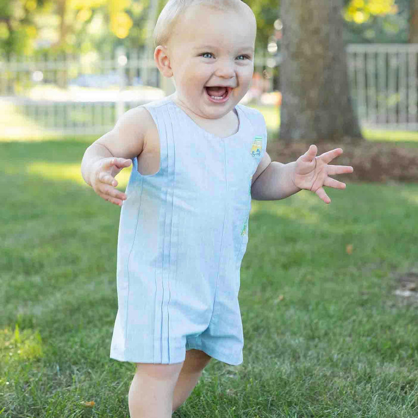 Linen Look Shortall With Trains