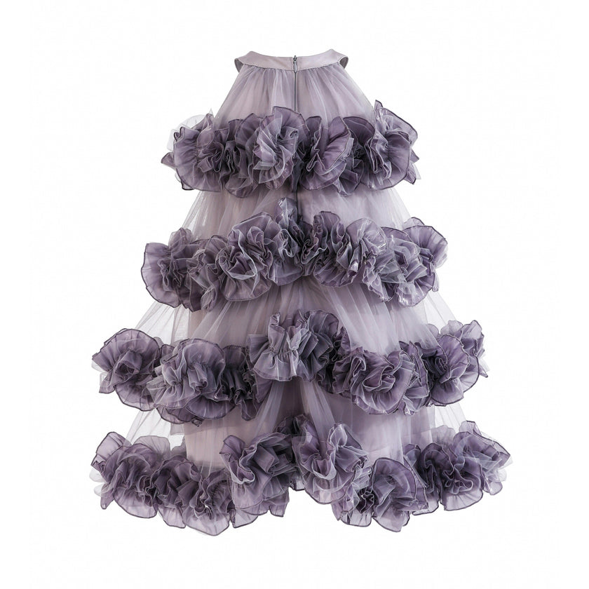 Purple Elysia Tiered Ruffle Dress