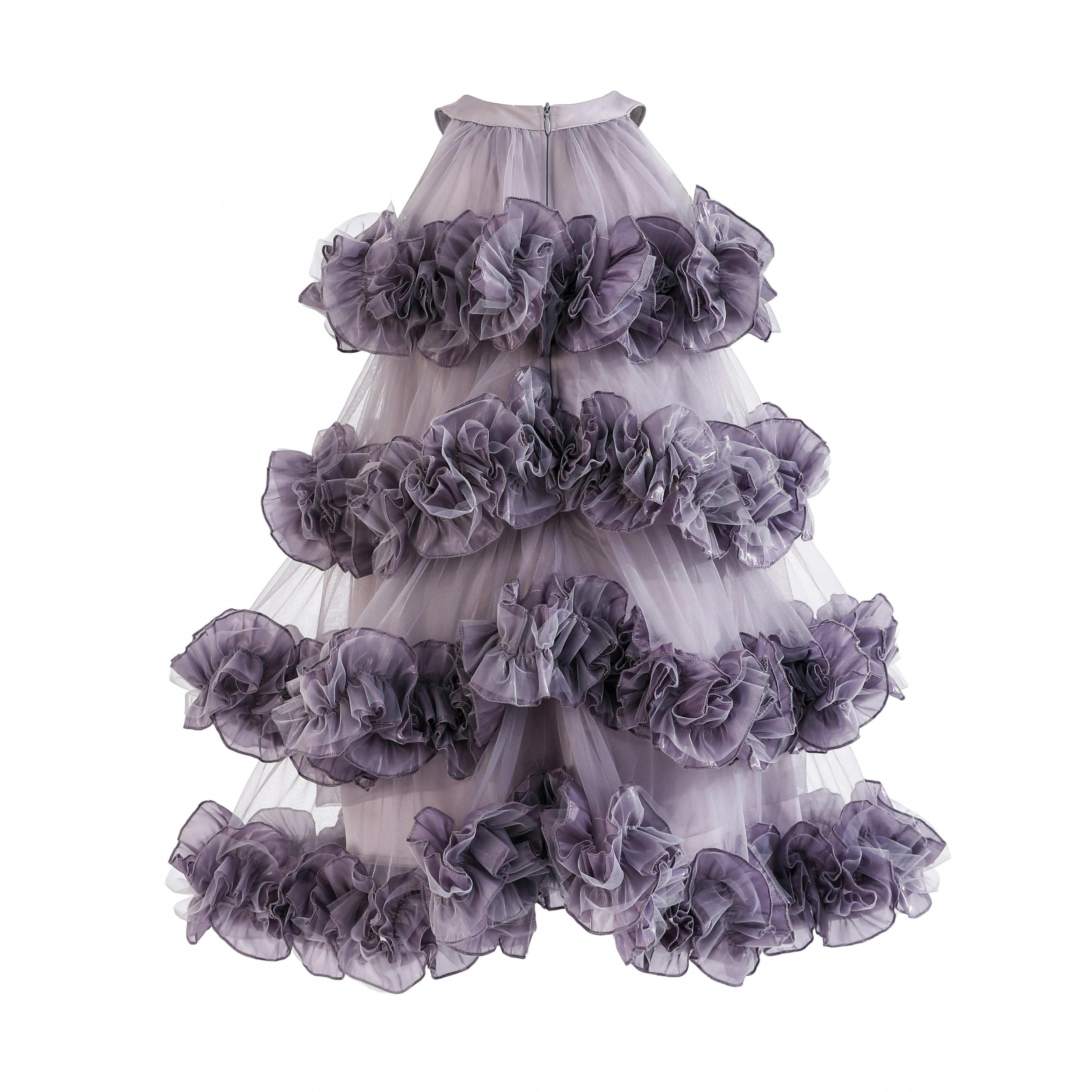 Purple Elysia Tiered Ruffle Dress